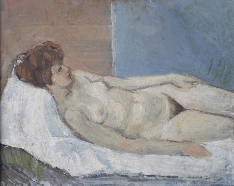 Early Nude !958 oil in panel 1958